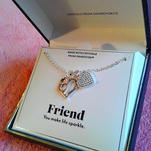 🌺 NIB Brilliance Silver Plated "FRIEND" Necklace